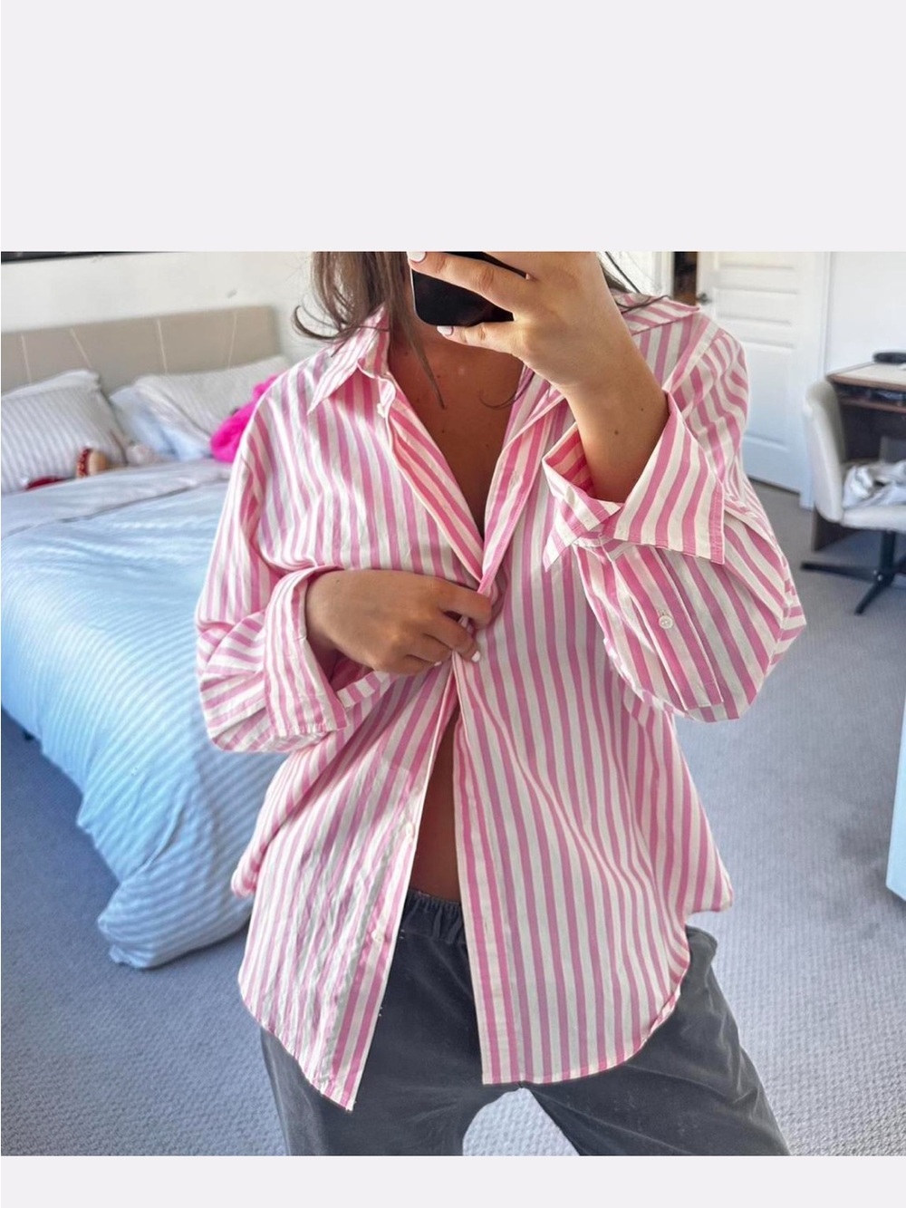 H&M Pink and White Striped Shirt